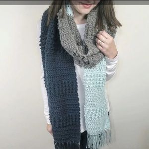 Handmade Color Block Oversized Fringe Scarf